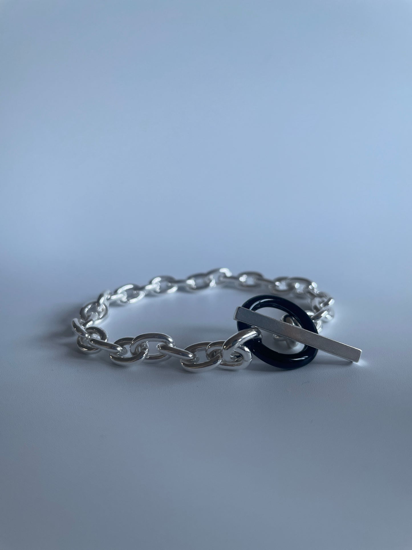 【予約販売】Saturn Silver Chain Bracelet Black　12/16より発送