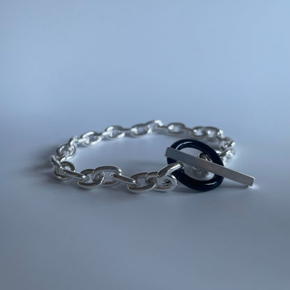 【予約販売】Saturn Silver Chain Bracelet Black　12/16より発送