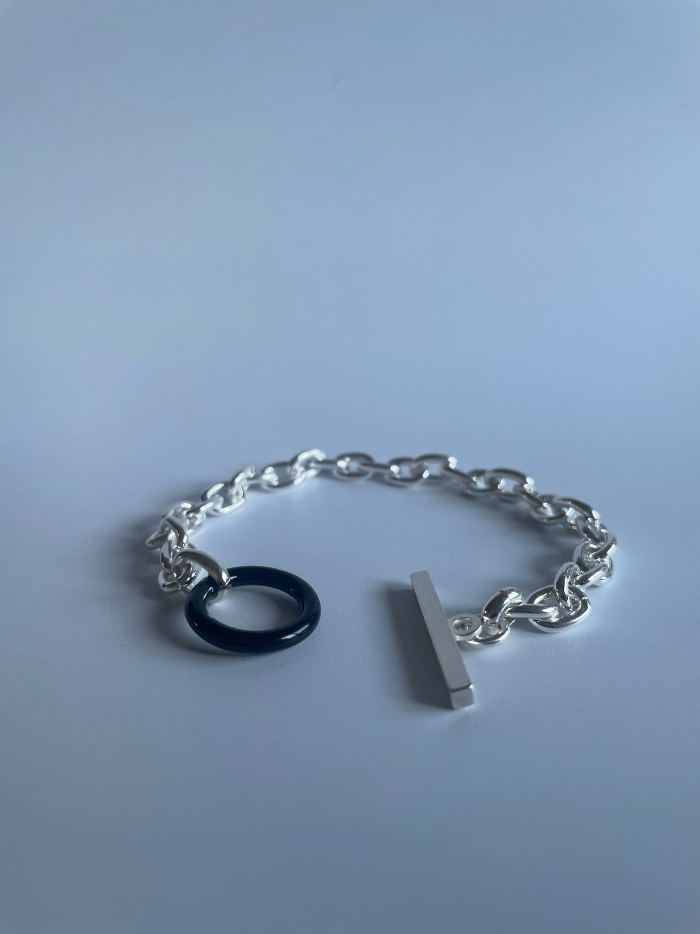 【予約販売】Saturn Silver Chain Bracelet Black　12/16より発送