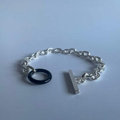 【予約販売】Saturn Silver Chain Bracelet Black　12/16より発送