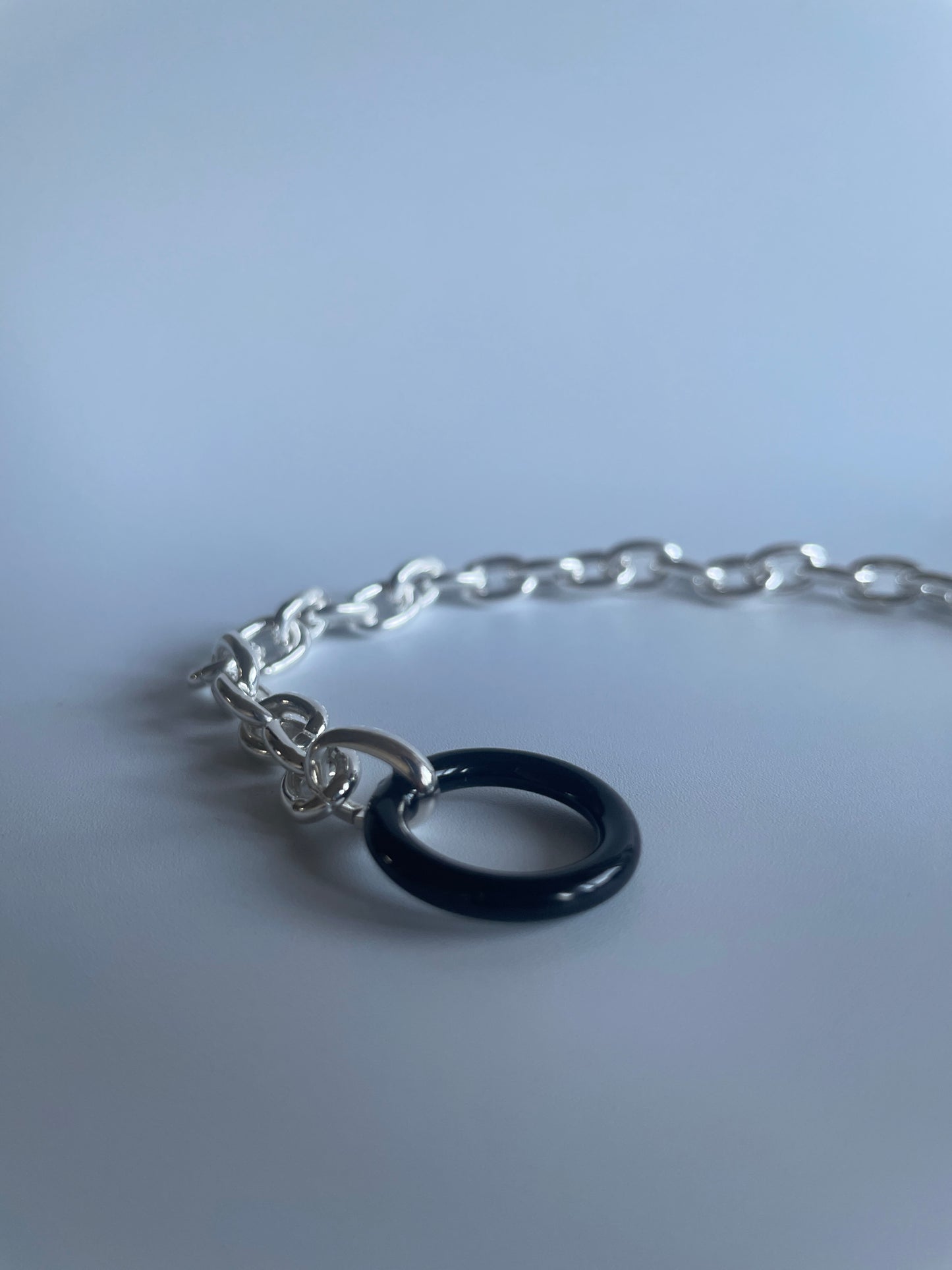 【予約販売】Saturn Silver Chain Bracelet Black　12/16より発送